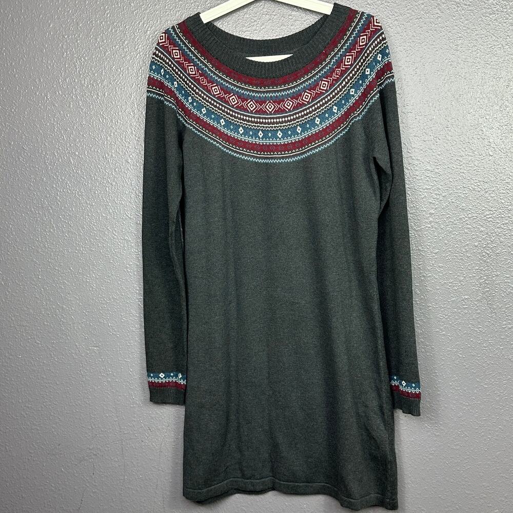 Brakeburn Fair Isle Sweater Dress Size 12 Large Gray
